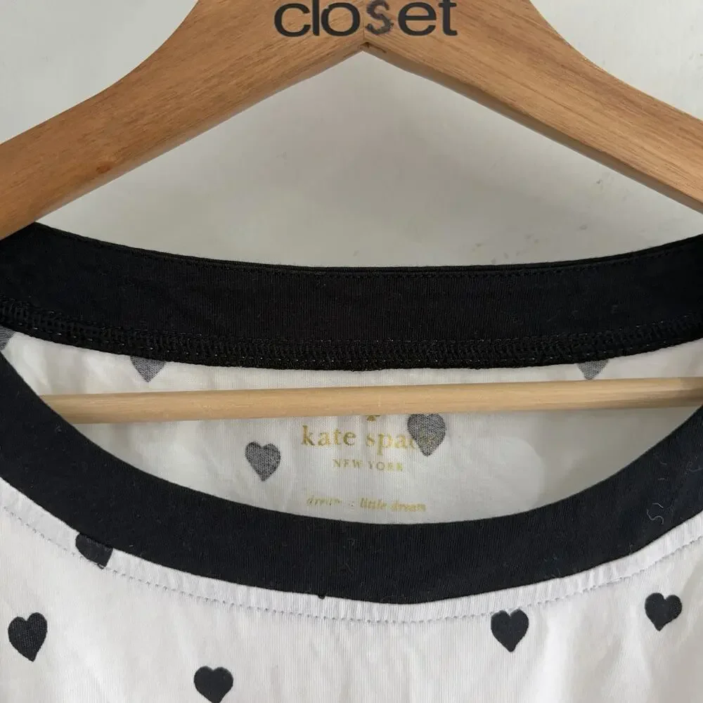 Kate Spade Black Heart Print Sleep Shirt XL CP